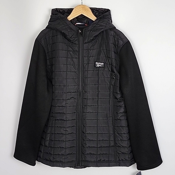 Reebok Women's Black Hooded Quilted Zip Up Jacket Lightweight Size 3X - Picture 3 of 11